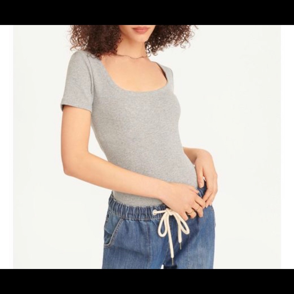 Popular 21 Gray Square Neck Bodysuit
